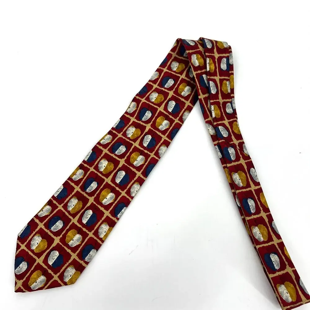 Vintage Ermenegildo Zegna Disegno Exclusive Italy 100% Silk Tie Red Apple Print